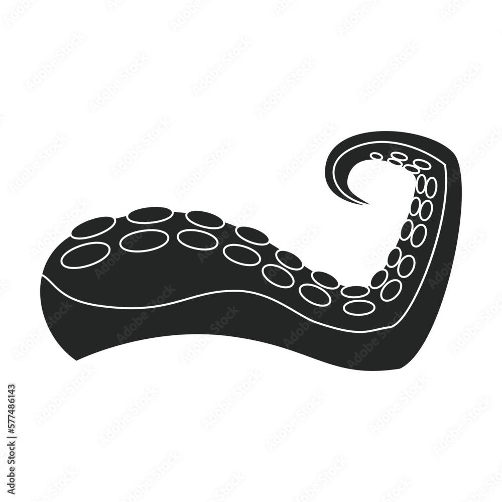 Tentacle of octopus vector black icon. Vector illustration octopus on ...