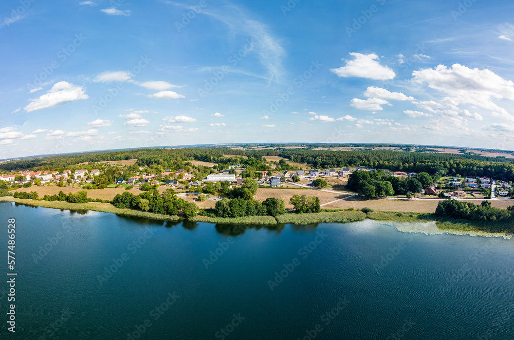 Luftbild Ventschow See und Stadt Drohe