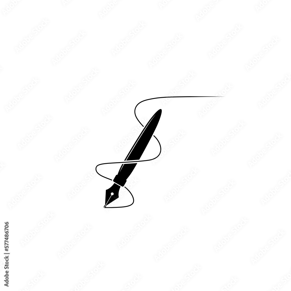 Fountain pen logo icon isolated on white background