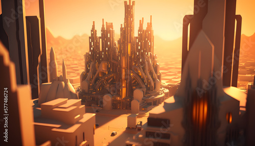 Image of a virtual city in the metaverse Futuristic digital interconnected immersive bustling generative ai