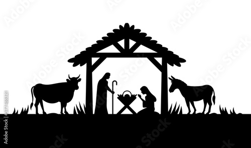 silhouette nativity scene night
