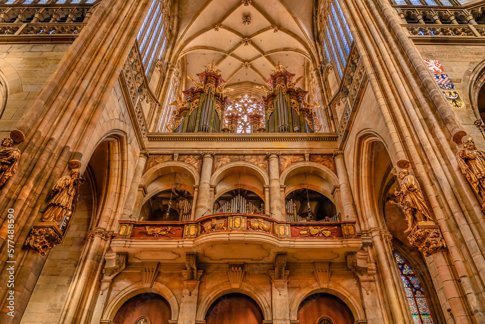 Obraz premium Organ of the grandious St. Vitus Cathedral in Prague, Czechia