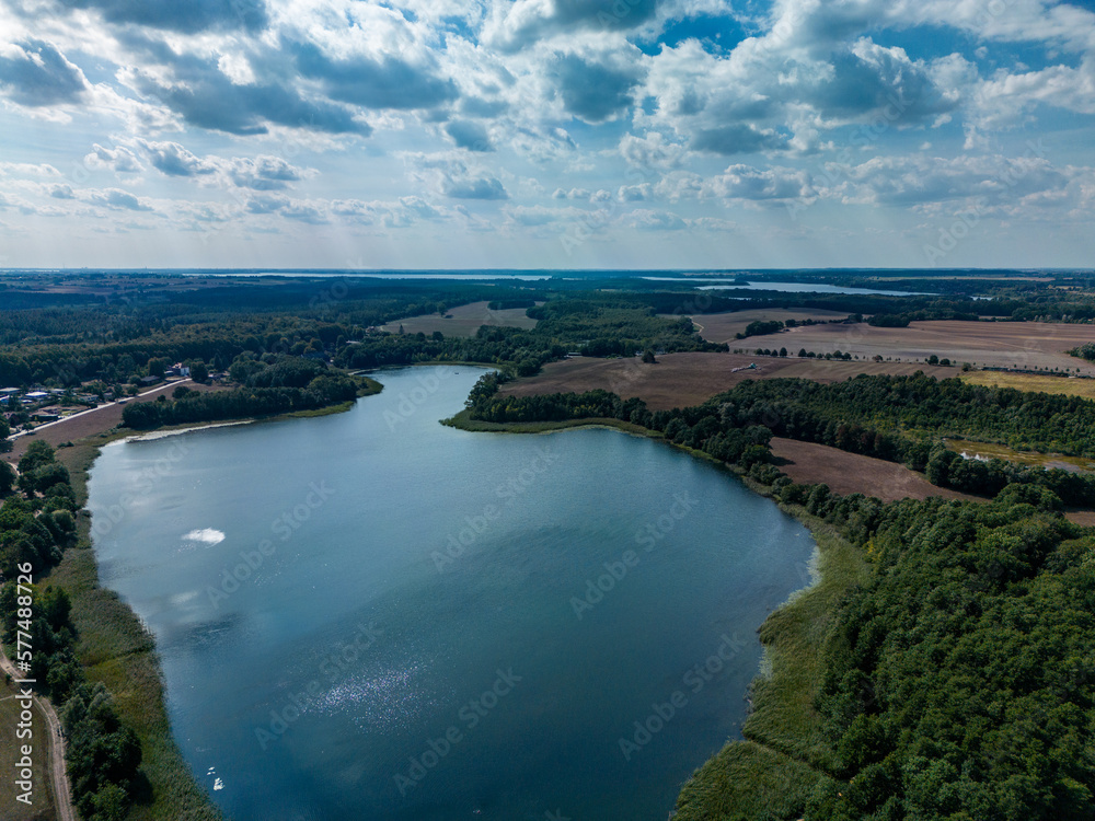 Luftbild Ventschow See und Stadt Drohe