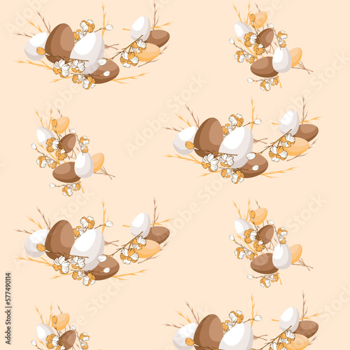 painted easter pattern with egg and flowers