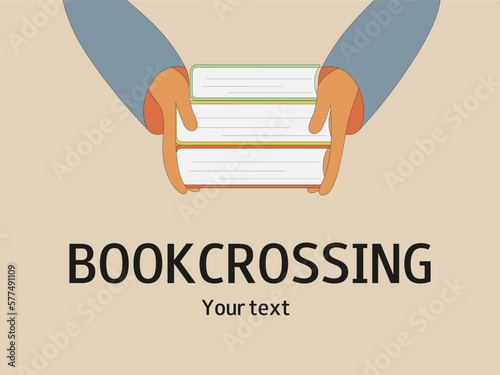 Bookcrossing. World book day. World book and copyright day. Ecological lifestyle. Read books lovers. Concept education, reading, library. 