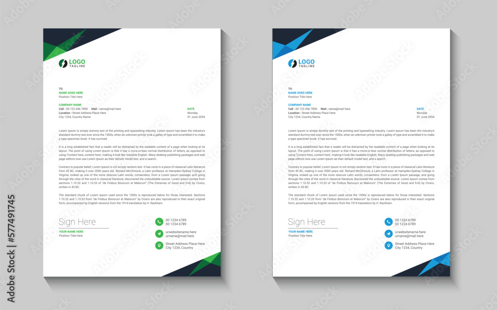 Creative and modern business letterhead design set