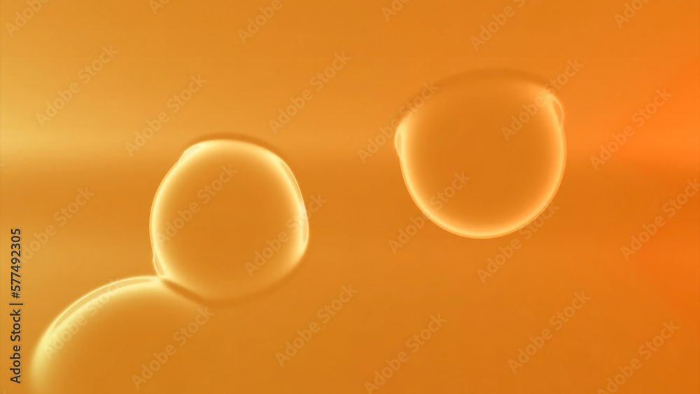 3D liquid bubbles move in space. Design. Balls move and disappear into
