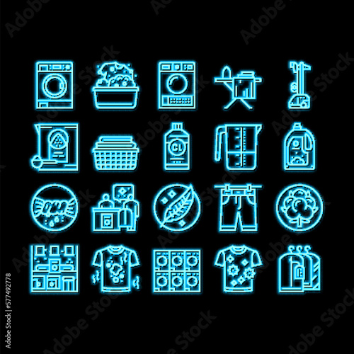 Laundry Service Washing Clothes neon glow icon illustration