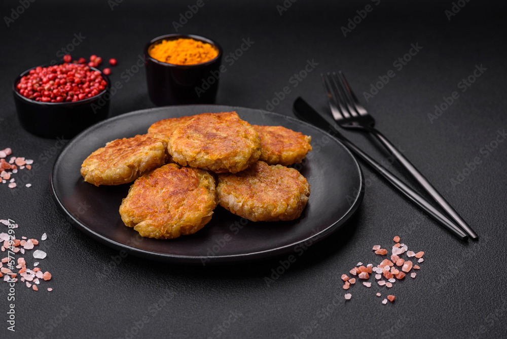 Delicious hearty vegetarian or vegan dish in the form of cutlets or patties