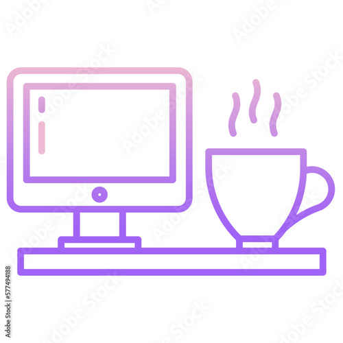 computer moniter with tea icon