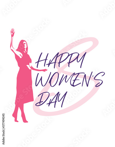 Happy womens day postcard, vector illustration for international women's day 8 march, female silhouette an inscription