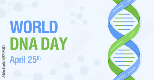 Horizontal banner for DNA Day 25 April. Event medical poster.