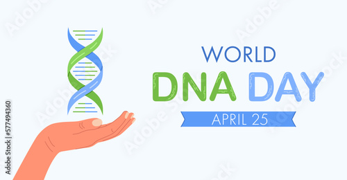 World DNA Day background. April 25. Holiday poster illustration.