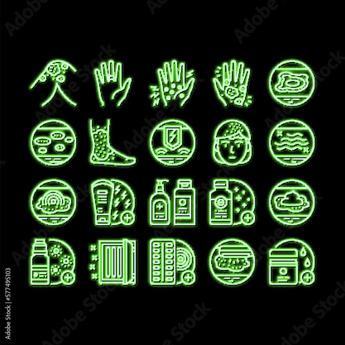 Eczema Disease Treat neon glow icon illustration