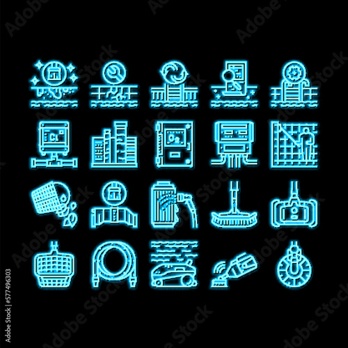 Pool Cleaning Service neon glow icon illustration