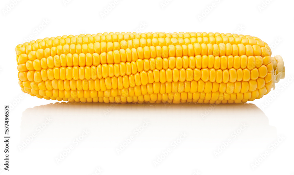 Corn on cobs kernels peeled isolated on white background Corn on cobs kernels peeled isolated on white background