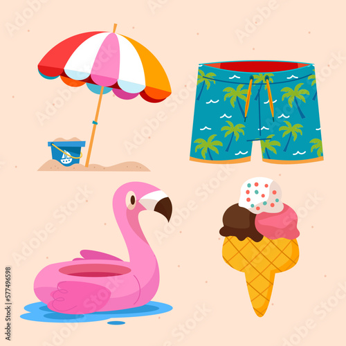 Hand Drawn Flat Summer Element Collection