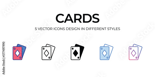 card Icon Design in Five style with Editable Stroke. Line, Solid, Flat Line, Duo Tone Color, and Color Gradient Line. Suitable for Web Page, Mobile App, UI, UX and GUI design.