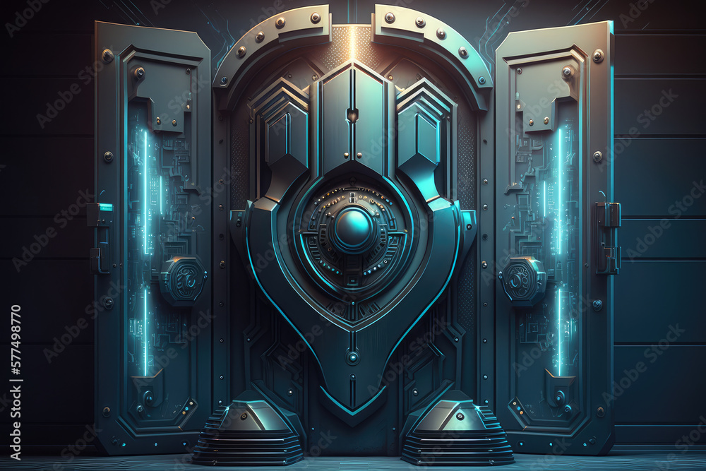 Digital Fortress Futuristic HighTech Security System with Biometric