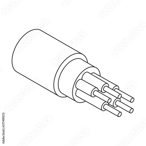 Fiber cable vector icon. Outline vector icon isolated on white background fiber cable.