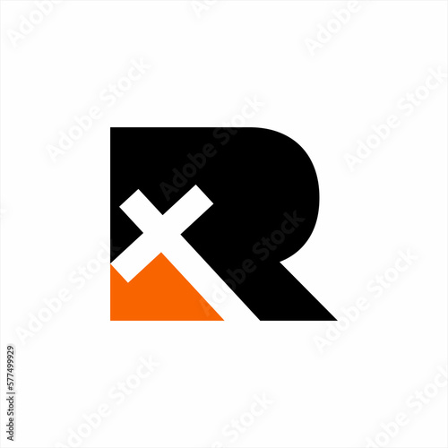 R letter logo design with a cross. Illustration of a collapsed cross in letter R.