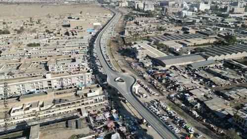 karkhano and Hayatabad of peshawar pakistan, aerial view of peshawar photo