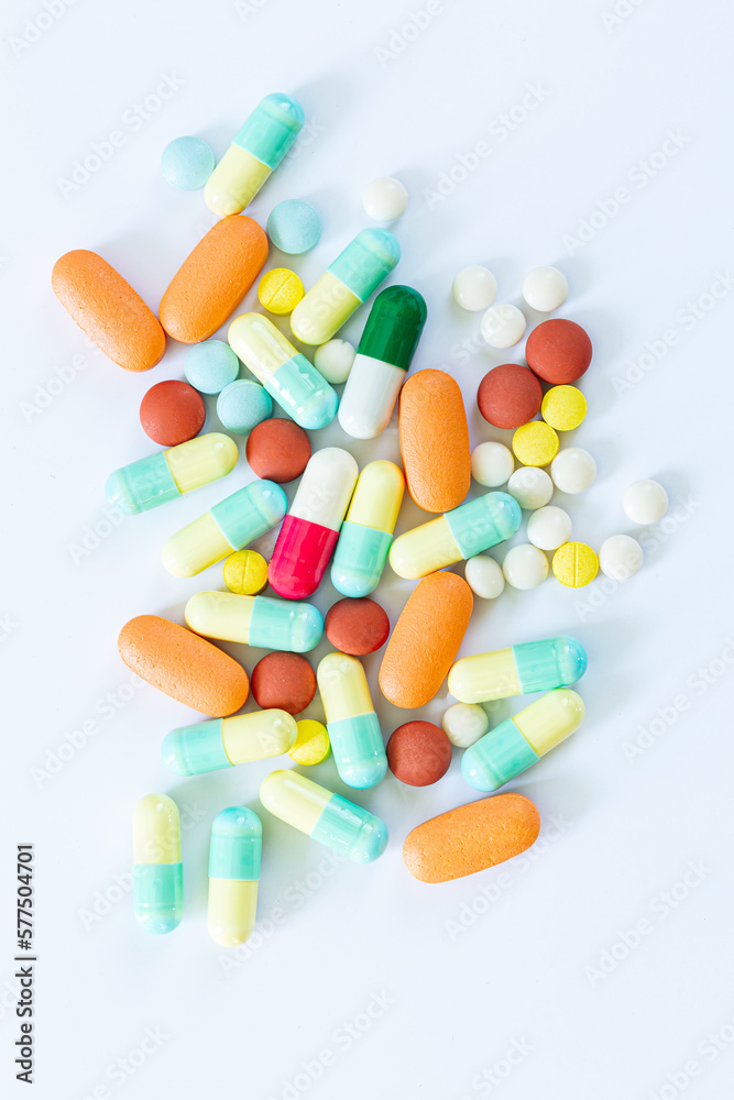 pills on a white background,Set of different colorful pills and capsules isolated on white background pills on a white background,Set of different colorful pills and capsules isolated on white background