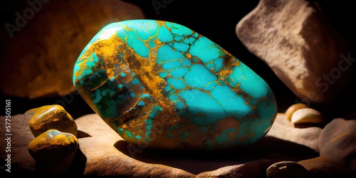 December turquoise birthstone. elegant photorealistic gemstone with 3D shading made by generative AI