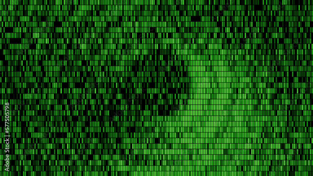 Pixel animation in matrix style. Motion. Moving circles on matrix-style