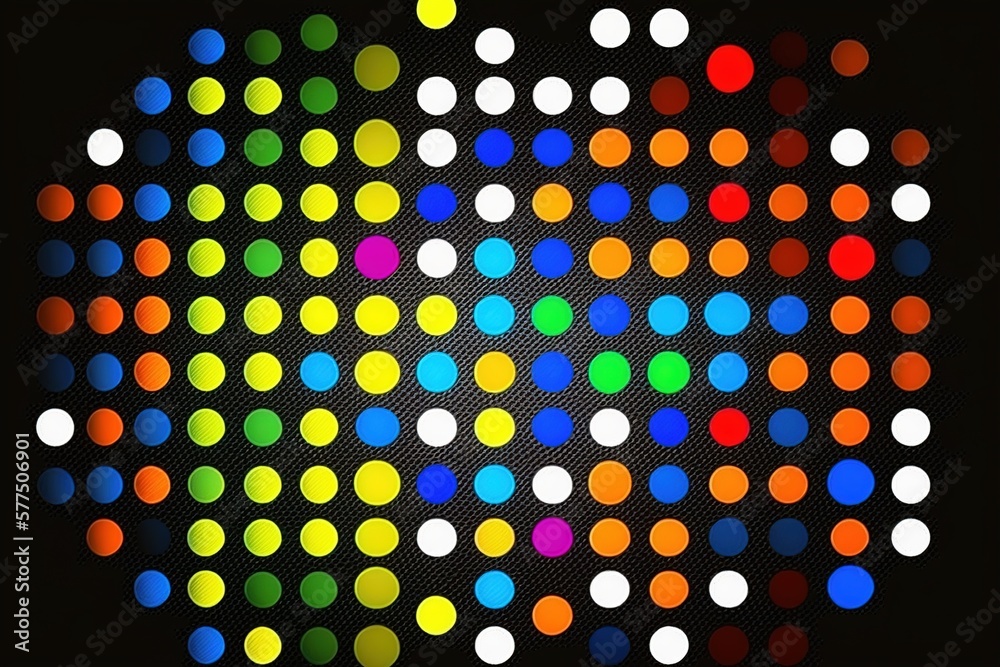 Magic transformation. Light multicolor circles , on a black background generative AI - obrazy, fototapety, plakaty 