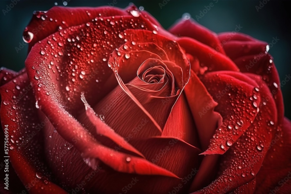 Fototapeta premium Banner full of red roses, top view. Red rose panoramic background. Fresh dark red rose. Valentine's Day . Rose blossom. Generative AI