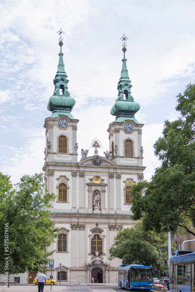 Beautiful view of St. Anne's Church in Budapest, Hungary