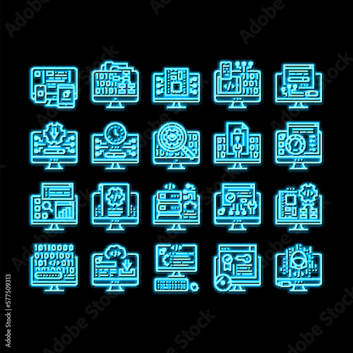 Software Program Development neon glow icon illustration