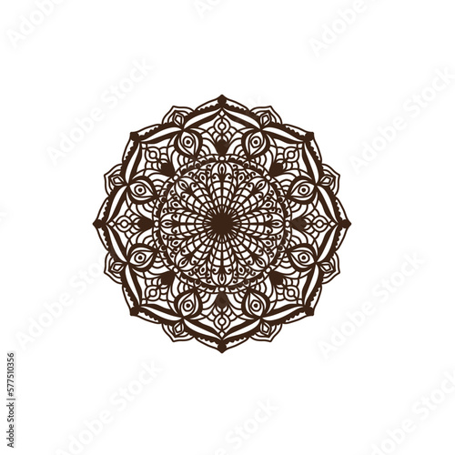Circular pattern in mandala shape for Henna, Mehndi, tattoo, decoration. Decorative ornament in ethnic oriental style. Coloring book page.