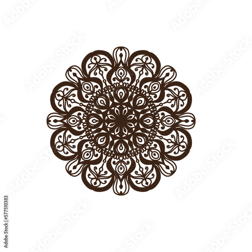 Circular pattern in mandala shape for Henna, Mehndi, tattoo, decoration. Decorative ornament in ethnic oriental style. Coloring book page.