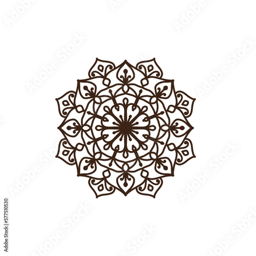 Circular pattern in mandala shape for Henna, Mehndi, tattoo, decoration. Decorative ornament in ethnic oriental style. Coloring book page.