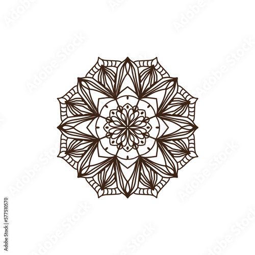 Circular pattern in mandala shape for Henna, Mehndi, tattoo, decoration. Decorative ornament in ethnic oriental style. Coloring book page.
