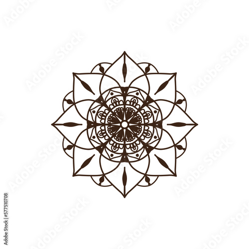 Circular pattern in mandala shape for Henna, Mehndi, tattoo, decoration. Decorative ornament in ethnic oriental style. Coloring book page.