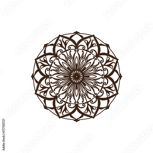 Circular pattern in mandala shape for Henna, Mehndi, tattoo, decoration. Decorative ornament in ethnic oriental style. Coloring book page.