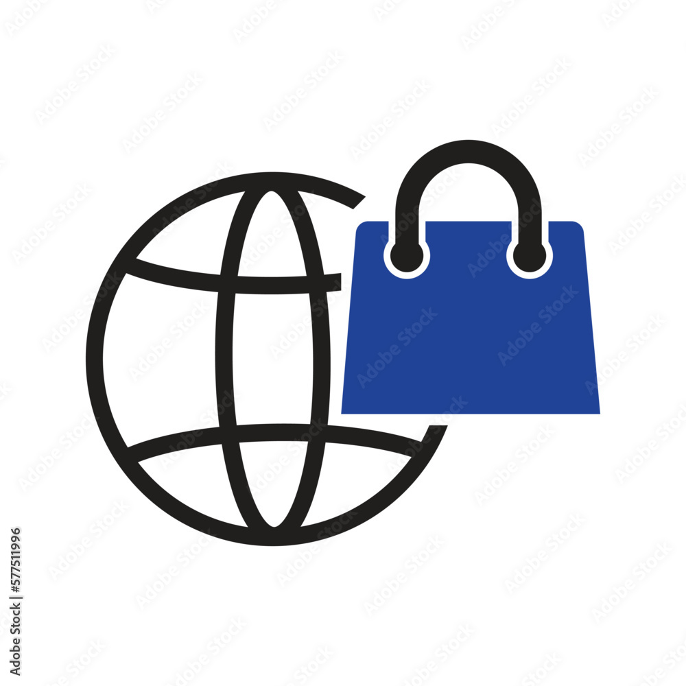 Online shopping bag icon