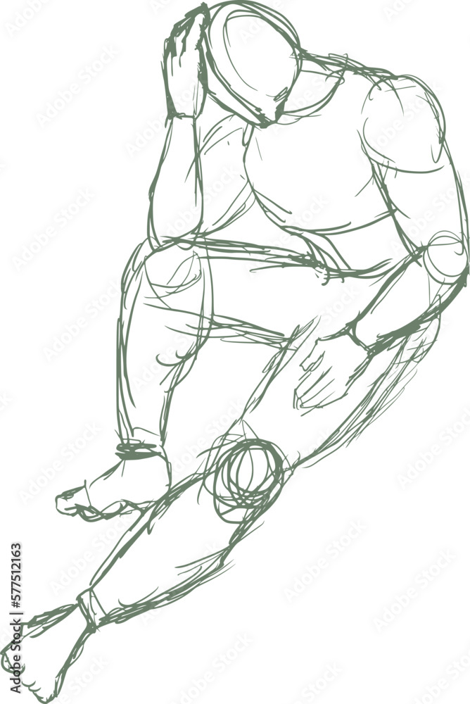 Fototapeta premium Sketch body man pose