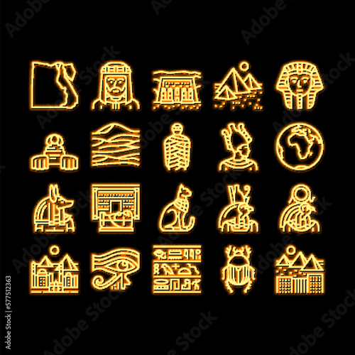 Egypt Country Monument Excursion neon glow icon illustration