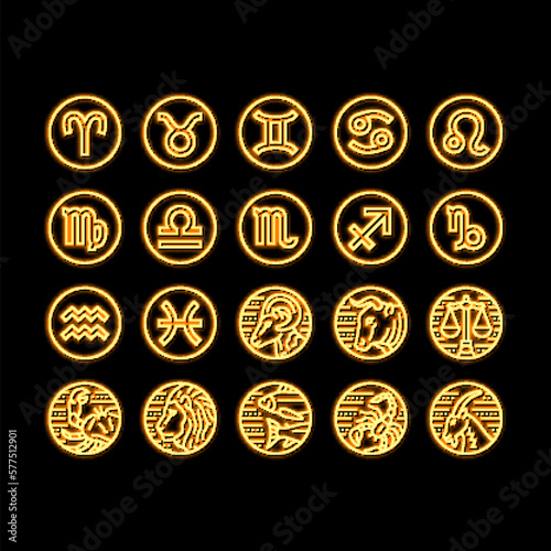 Zodiac Astrological Sign Animal neon glow icon illustration