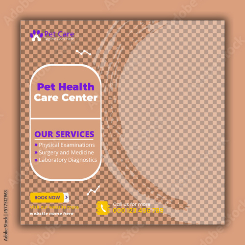 A web page for pet care center Instagram post template design