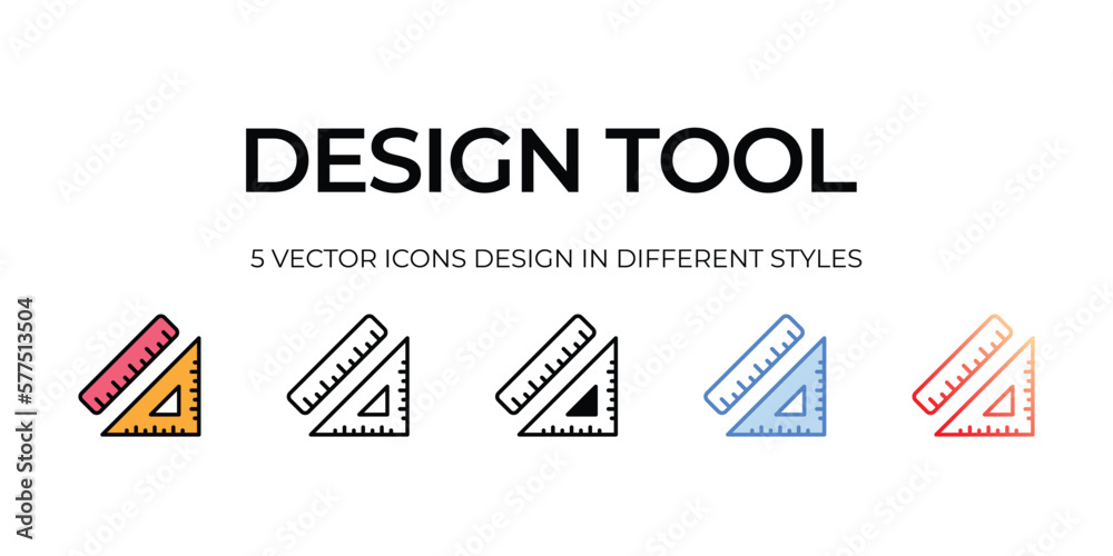 design tools Icon Design in Five style with Editable Stroke. Line, Solid, Flat Line, Duo Tone Color, and Color Gradient Line. Suitable for Web Page, Mobile App, UI, UX and GUI design.