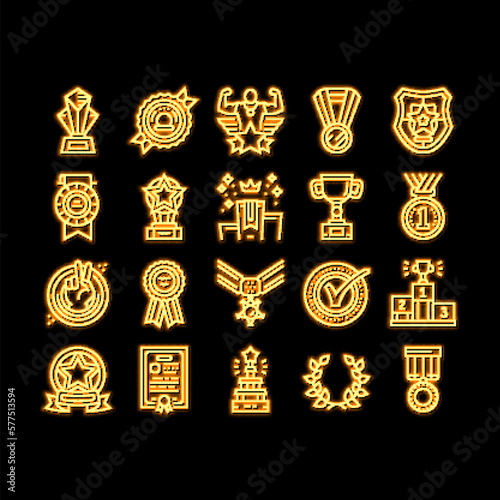 Award For Winner In Championship neon glow icon illustration