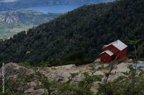 view of the lopez shelter from above. trekking in san carlos de bariloche