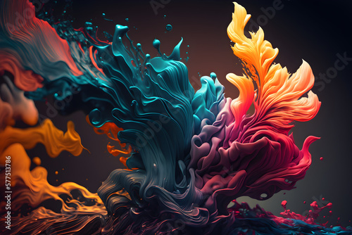 Vibrant 3D Splash of Colors for Creative Designs and Projects, explosion of 3D shapes and patterns, creating a dynamic and eye-catching design © Adrijana