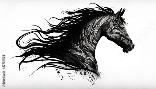 horse illustration for tattoo or wall sticker