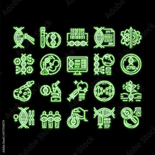 Genetic Engineering neon glow icon illustration